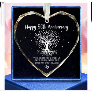NEW 50th Anniversary Marriage Wedding Gift Glass Ornament